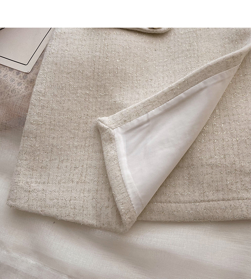 Modischer Rock in A-Form mit hoher Taille aus heller Seide und Wolle im Retro-Stil 5495