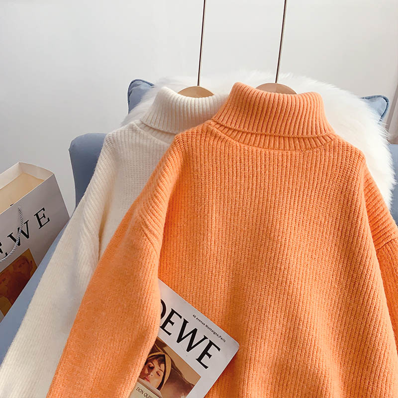 Bonbonfarbener Rollkragenpullover, neues Pulloveroberteil 4950