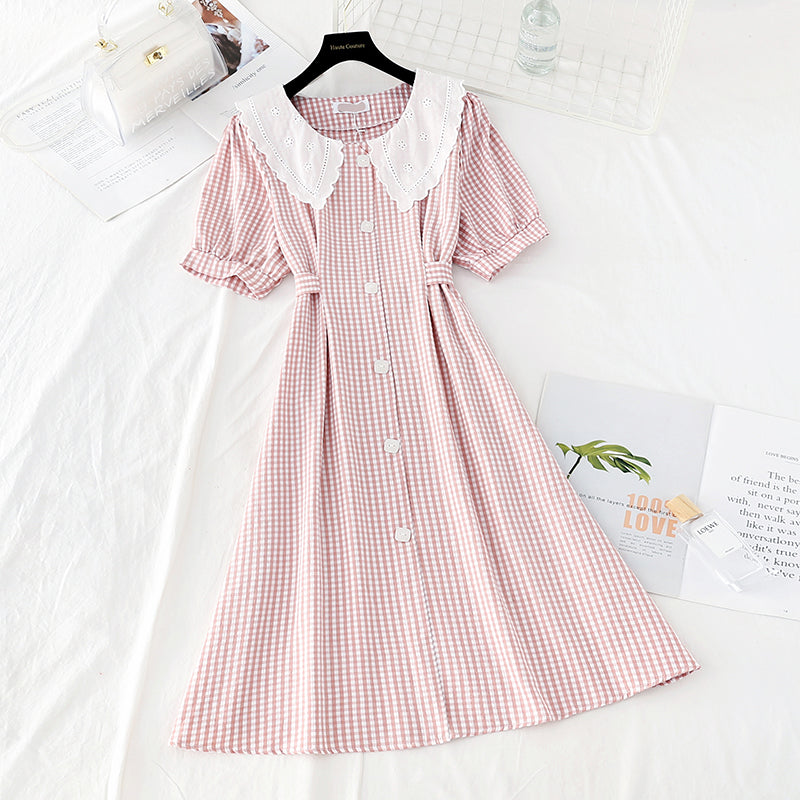 Doll neckline waistband shows thin temperament skirt 4183