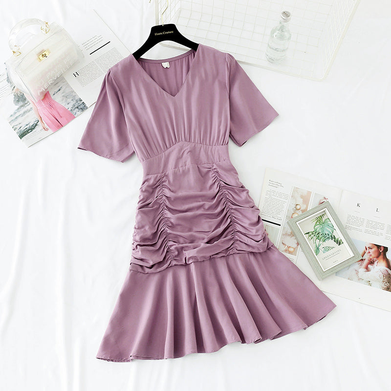 The new waist is slim, and the light cooked wind lotus leaf edge fishtail skirt 4606
