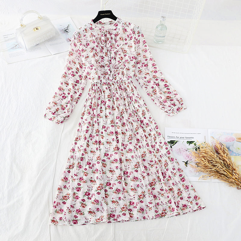 New French Vintage Chiffon lotus leaf side long skirt fairy super fairy series 4696