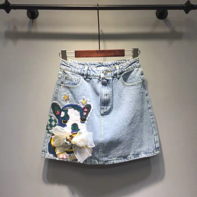 Jeansrock mit hoher Taille, neuer Stil, große Größe, schick, vielseitig, Rock in A-Linie 3559