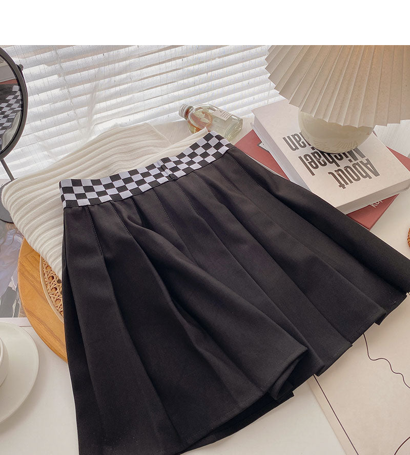 Korean Vintage Plaid High Waist dünner Rock in A-Linie 5450