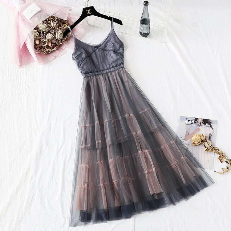 French Hepburn fairy sling gauze dress 4121
