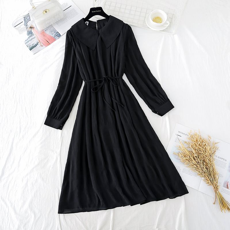 Revers-Chiffon-Schnürrock für sanften Wind, erste Liebe, langer Rock 3891