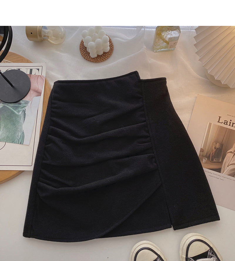 Korean fashion personalized bag hip pleated slim skirt 5501