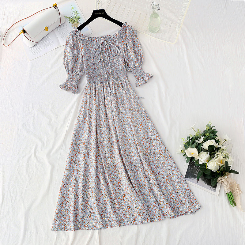 New women's Chiffon Ruffle lace up first love floral dress 4861