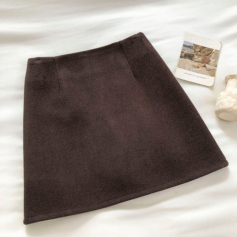 New Korean Vintage Wool Skirt 5275