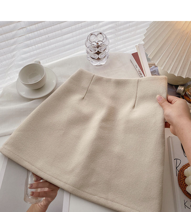 Woolen skirt is thin, Hip Wrap high waist A-shaped skirt 5319