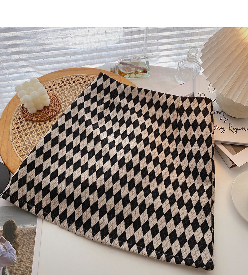 Retro-Mode-Color-Blocking-Gitter dünner A-Wort-Rock mit hoher Taille 5463