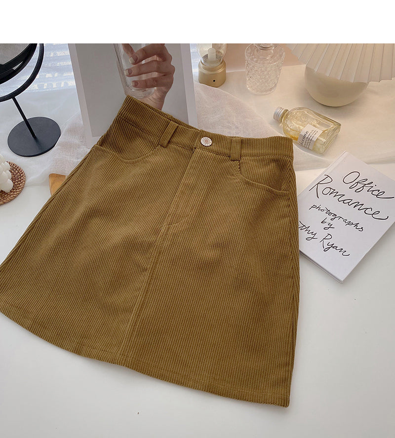 A-line Corduroy Skirt is thin around the hips 5335