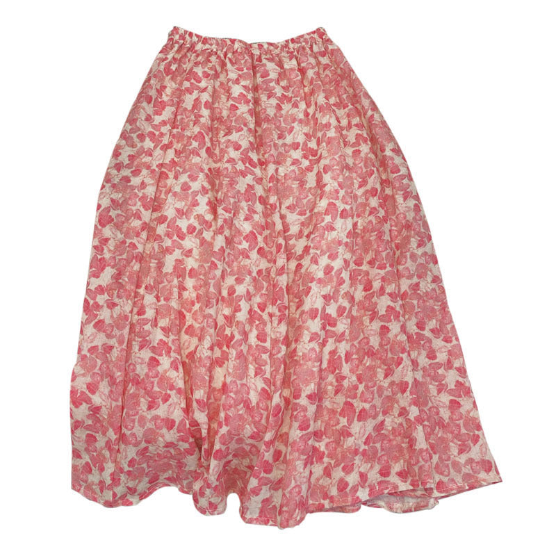 Ramie, Rock in A-Linie mit Blattblumen 3568