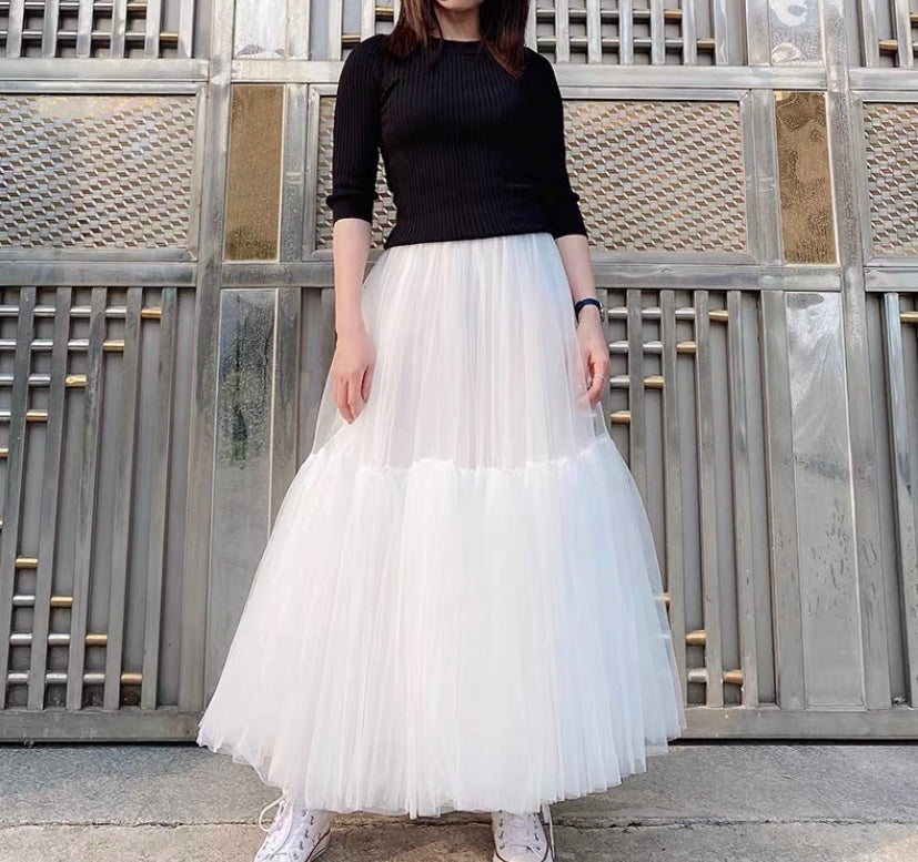 Mesh-Rock, sommerlicher Tüllrock, superfeenhafter Rock im heißen Stil, TUTU SKIRT 3631