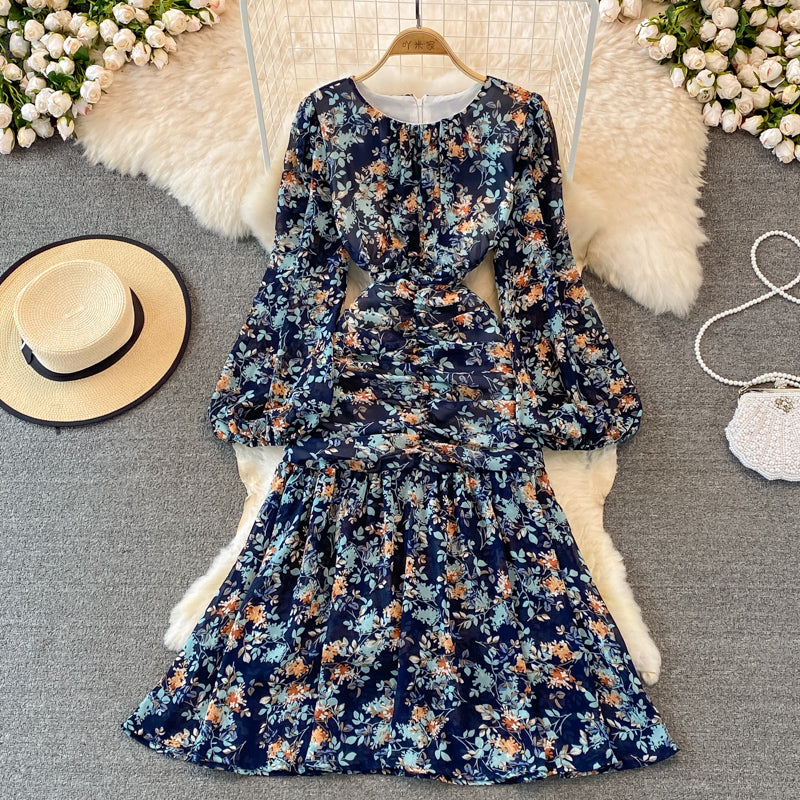 French light cooked round neck fishtail dress 3770