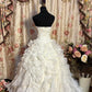 Ivory Fashion Elegant A-line Long Tulle Ruffle Ball Gown Evening Dress Wedding Dress gh3551
