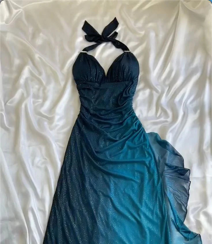 Burgunderrot/Indigo/Marineblau glänzendes elegantes langes Tüll-Ballkleid mit Riemchen und Abendkleid für Geburtstagsparty gh2920