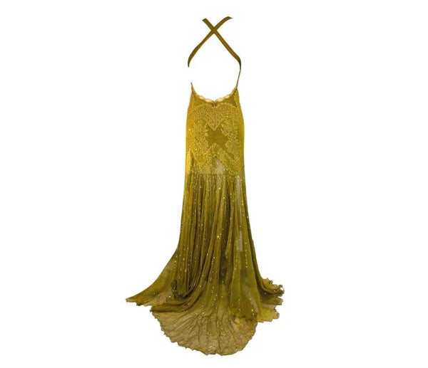 Grün retro mode elegante exquisite spitze hosenträger ärmelloses meerjungfrau lange chiffon elegante ballkleid abendkleid partykleid gh3483