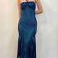 Dunkelblaues Meerjungfrau-Kleid mit Perlen, lang, Chiffon, formelles Abschlussball-Abendkleid, Hochzeitsgast-Partykleid, griechisches Neckholder-Kleid, gh3617b