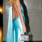 Robe de soirée longue en satin bleu exquise et sexy, dos nu, sans manches, longueur au sol, robe de bal, robe de fête d'anniversaire, gh3166