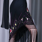 ✨Girlhomeshops-Black Floral Embroidery Beaded Fringe Midi Prom Gown Spaghetti Strap Asymmetric Cocktail Dress gh10105