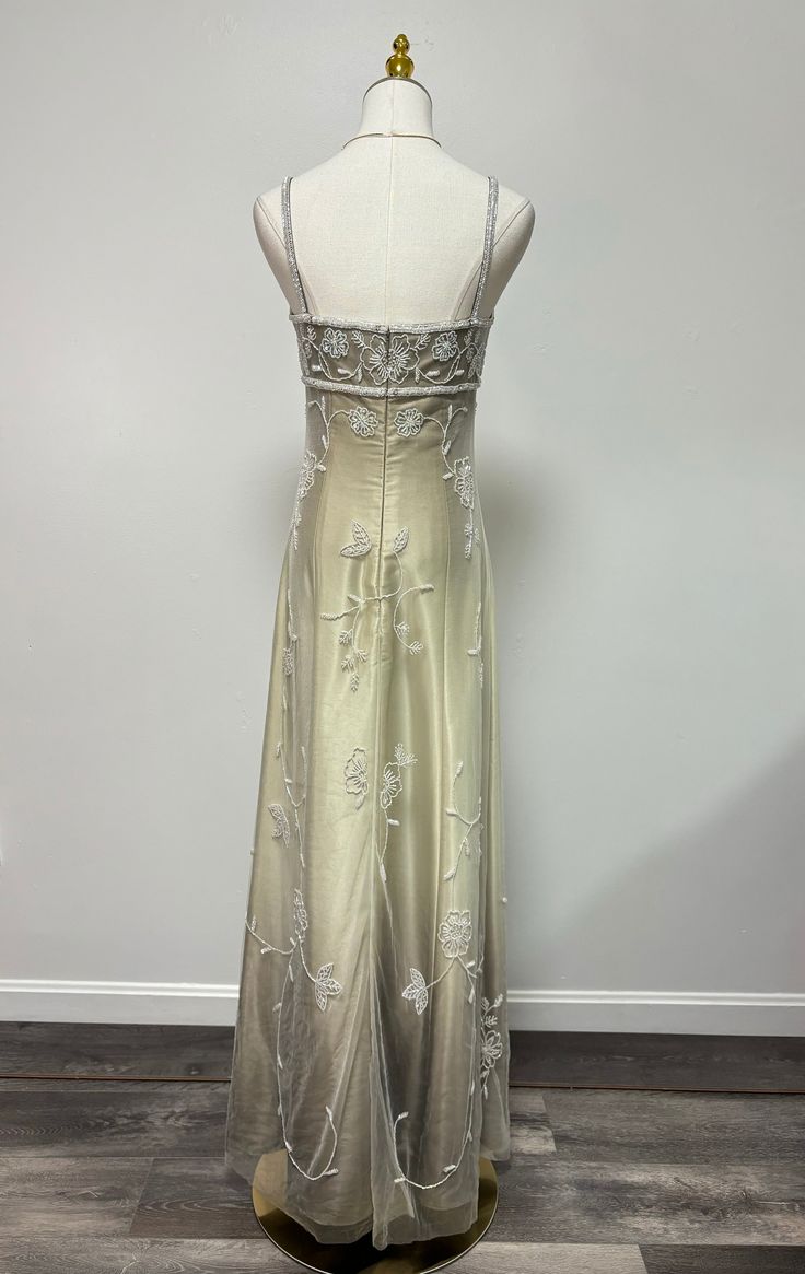 Robe de soirée longue en tulle, magnifique robe de soirée, dégradé rétro, exquise, perlée, élégante, couleur champagne, robe de bal, gh3192