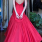 Red Vintage Prom Dress Strapless Sweetheart Neck Fitted Waist Pleated Chiffon Flowy Long Evening Gown gh9619