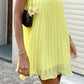Gelbes, modisches, schlichtes, kurzes Chiffon-Heimkehrkleid, Strand-, Urlaubs-, Reise-Partykleid gh4882