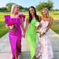Pink Fashion Elegant Square Neckline Sexy Slit Long Satin Ball Gown Evening Dress gh3358