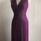 Deep Purple Halter V‑Neck Long Evening Gown, Cross Ruched Waist Flowy Chiffon A‑Line Bridesmaid Formal Dress gh9107