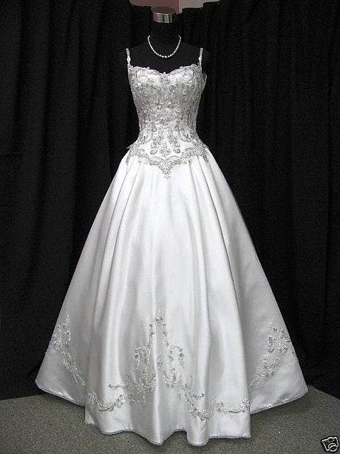 Robe de mariée longue en satin blanc, luxueuse et exquise pour les mariées gh6874