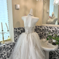 Ivory Strapless Waist-Cinched Full Flared Skirt Long Romantic Dress, Wedding Gown gh7646
