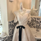 Ivory Off-the-Shoulder Cinched Waist Full Flared Skirt Long Romantic Dress, Wedding Gown gh7775