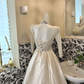 Ivory V-Neck Waist-Cinched Full Flared Skirt Luxury Elegant Romantic Dress, Wedding Gown gh7647