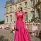 Rosa, breite Träger, Tube-Top, modisch, elegant, lang, Satin, Ballkleid, Abendkleid gh3108