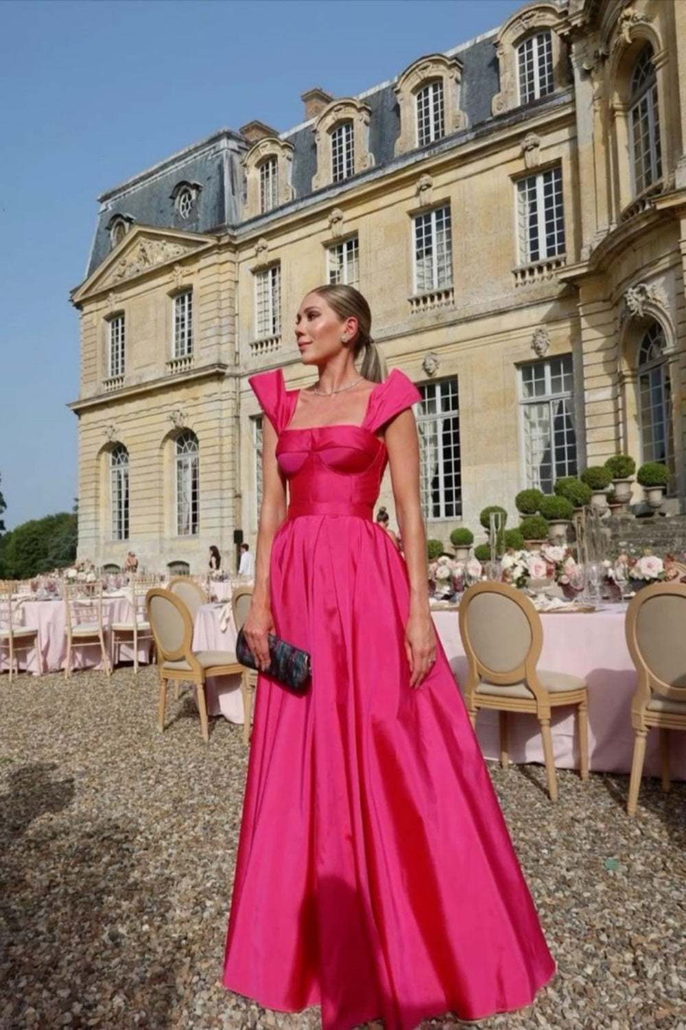 Rosa, breite Träger, Tube-Top, modisch, elegant, lang, Satin, Ballkleid, Abendkleid gh3108