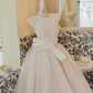 Ivory Lace Strapless Voluminous Skirt Tulle Long Romantic Dress, Wedding Gown gh7828