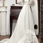 Ivory Vintage Tulle Wedding Gown, Ruffled High Neck, Lace‑Inset Sheer Lantern Long Sleeves, Lace Appliqués Empire Waist, Flowy Tulle Full‑Length Skirt, Double‑Layer Lace Ruffled Hem, Bridal Prom Dress gh8762
