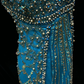 ✨Girlhomeshops-Peacock Blue Halter Beaded Rhinestone Tulle Evening Gown gh10282