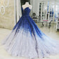Blaues, glänzendes, elegantes V-Ausschnitt-Applikations-Farbverlaufs-Langballkleid, Ballkleid, Abendkleid, Zeremoniekleid für Erwachsene, gh3104