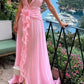 girlhomeshops-Pink Elegant Long Chiffon Bridesmaid Dresses Wedding Guest Party Dresses gh5949