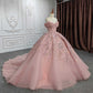 Robe de soirée longue en tulle rose magnifique et brillante avec broderie exquise et appliques gh3163