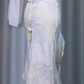 ✨Girlhomeshops-Pastel Watercolor Floral Spaghetti Strap Prom Gown Backless Starfish Rhinestone Asymmetrical Ruffle Dress gh10086