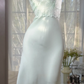 Light Mint Green V-Neck Lace Spaghetti Strap Satin Midi Mermaid Evening Dress gh9519
