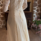 Cream Apricot Vintage Victorian Lace Wedding Gown, Illusion High Neck Long Floral Lace Sleeve Fitted Mermaid Bridal Dress gh9072