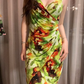 Green Sexy Vintage Floral Spaghetti Strap Ruched Fitted Waist Bodycon Prom & Evening Party Dress gh8458