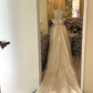 Ivory Satin Strapless Waist-Cinched Full Flared Skirt Romantic Dress, Wedding Gown gh7645