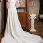 Ivory Vintage Organza Wedding Gown, Sheer Lace High Neck Over Sweetheart Neck, Puff Long Sleeves With Lace Cuffs, Lace Appliqué Waist, A‑Line Long Train With Lace Hem, Prom Dress gh8644