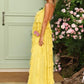 Yellow latest fashion chiffon long simple comfortable ball gown evening dress wedding guest dress gh4728