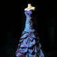 Iridescent Purple-Blue Strapless Ruched Mermaid Gown with Crystal Beaded Waistband gh7097