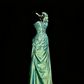 Mintgrünes One-Shoulder-Kleid aus Satin mit Rüschen gh7096